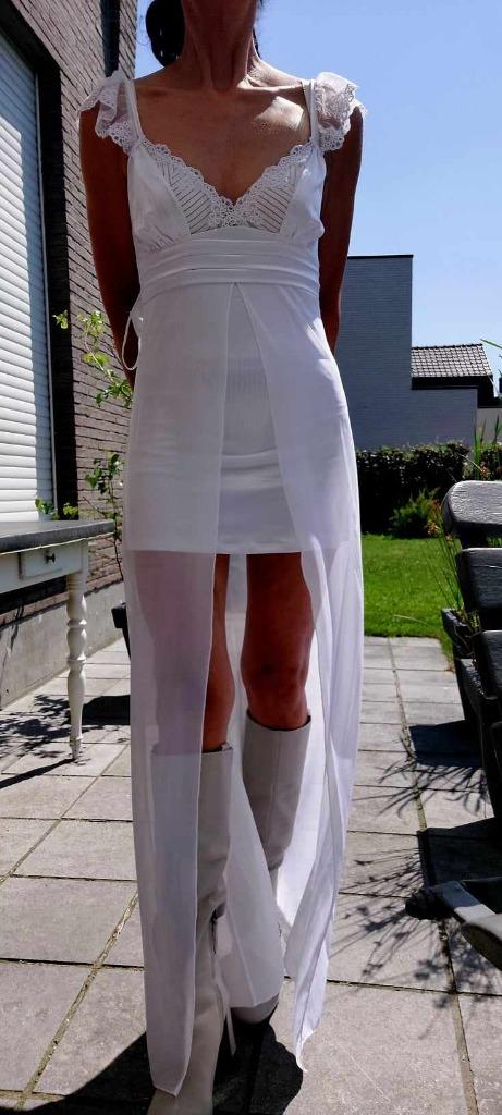 Jurk met voile, Maat 38/40 (M), Overige typen, Wit, Nieuw