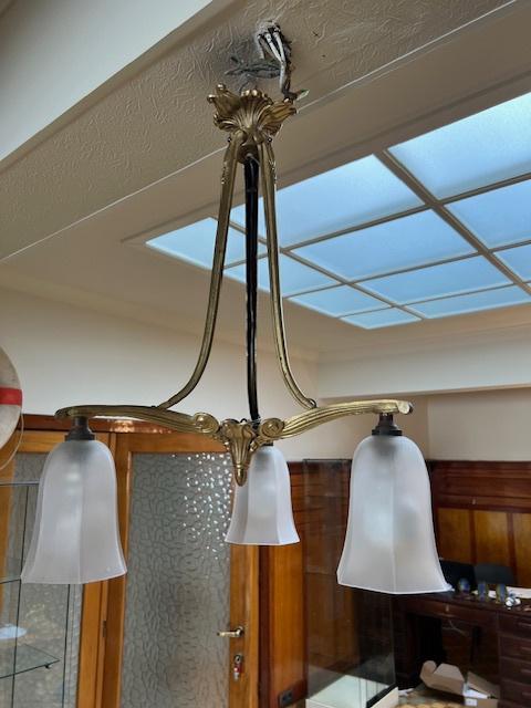 Art Deco kroonluchter 3 kapjes, Ophalen