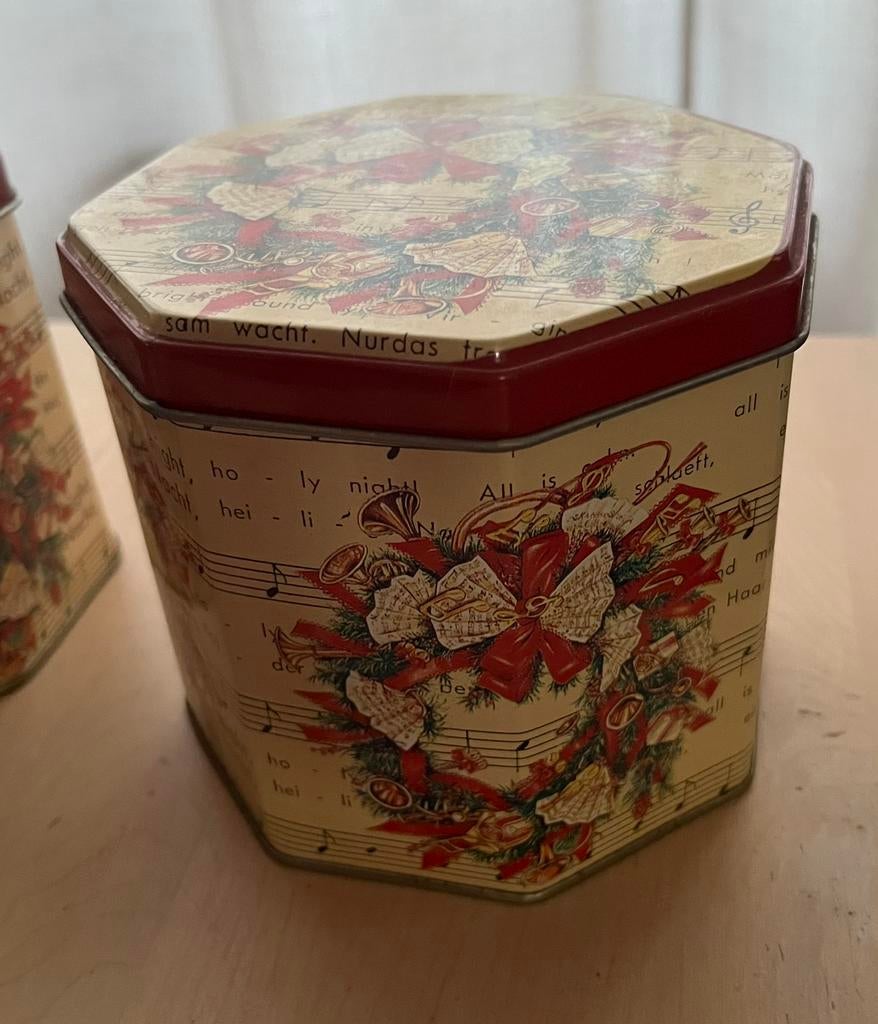 Vintage blikken doos kerst, Verzamelen, Ophalen of Verzenden, Gebruikt