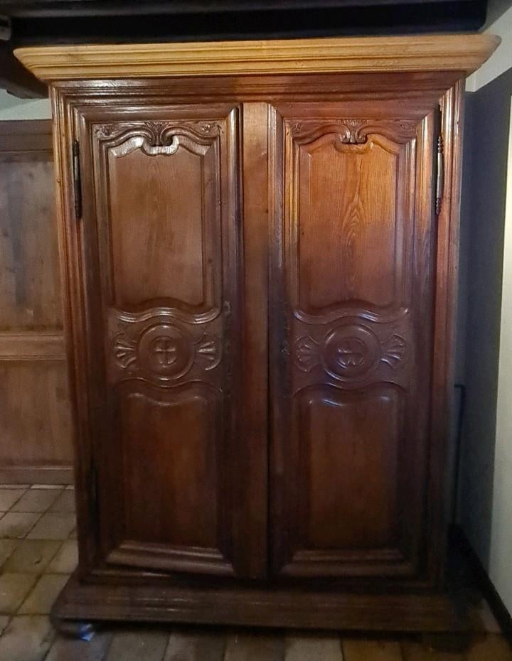 Massief eiken 19e eeuwse kast met schappen, Antiek en Kunst, Ophalen