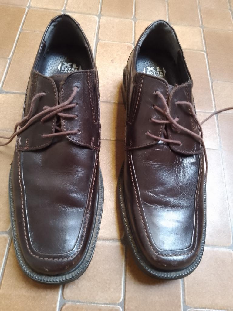 BRUINE LEDEREN HERENSCHOEN MAAT 42, Bruin, Ophalen of Verzenden, Zo goed als nieuw, Veterschoenen