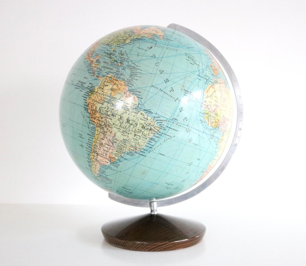 Vintage Globe - Antieke wereldbol papier, Ophalen of Verzenden, Zo goed als nieuw