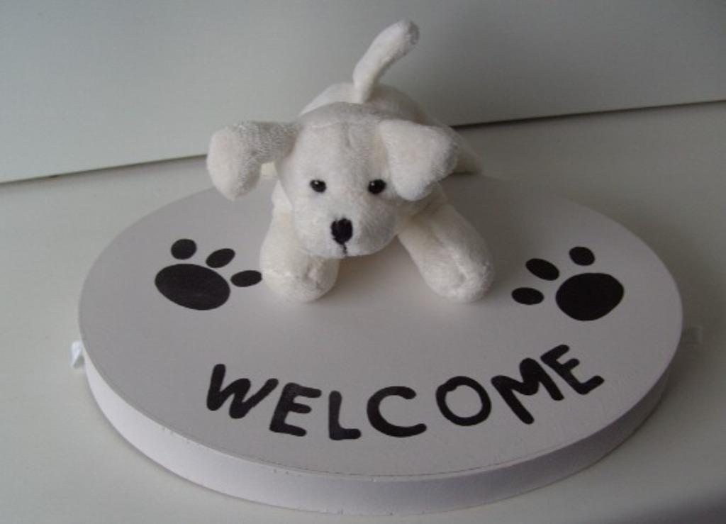 PLUCHE HOND WELCOME WIT 32 STUKS Appletree NIEUW, Ophalen of Verzenden, Nieuw