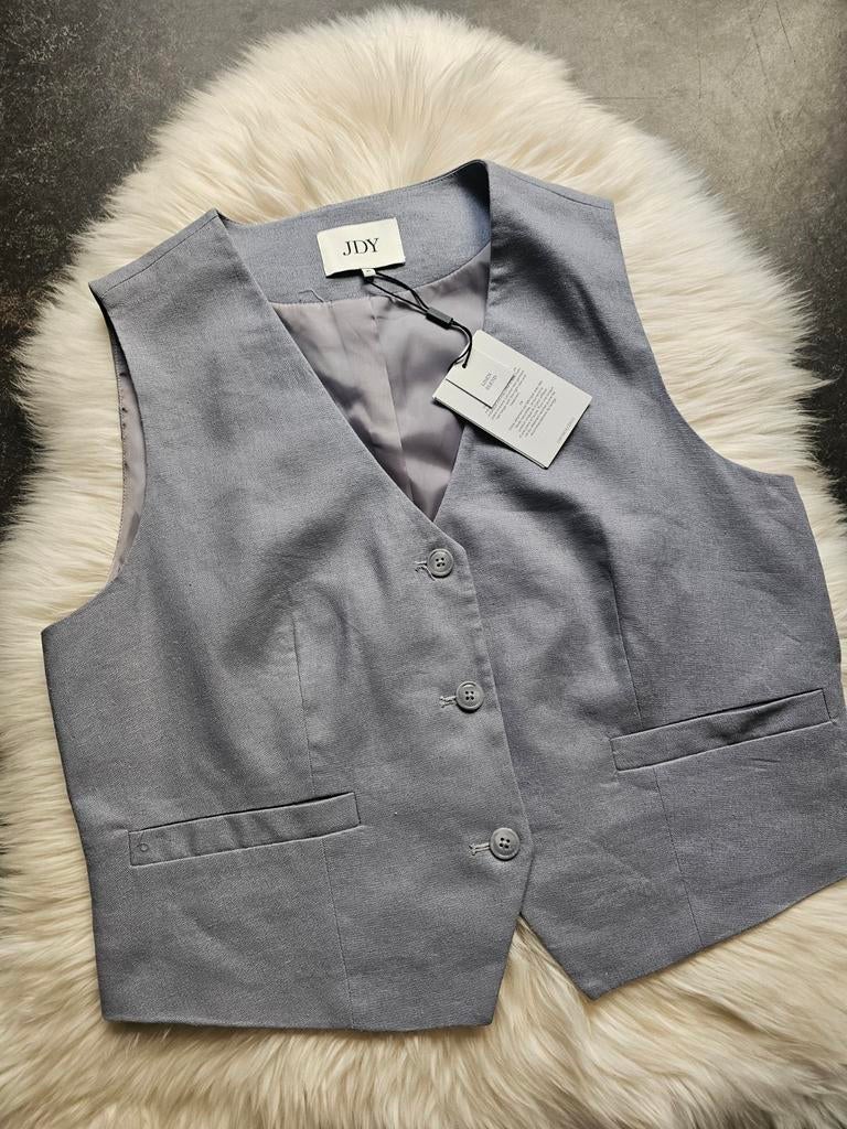 Nouveau veston en lin Jacqueline De Yong - Taille XL, Vêtements | Femmes, Vestes & Costumes, Neuf, Manteau, Taille 42/44 (L), Gris