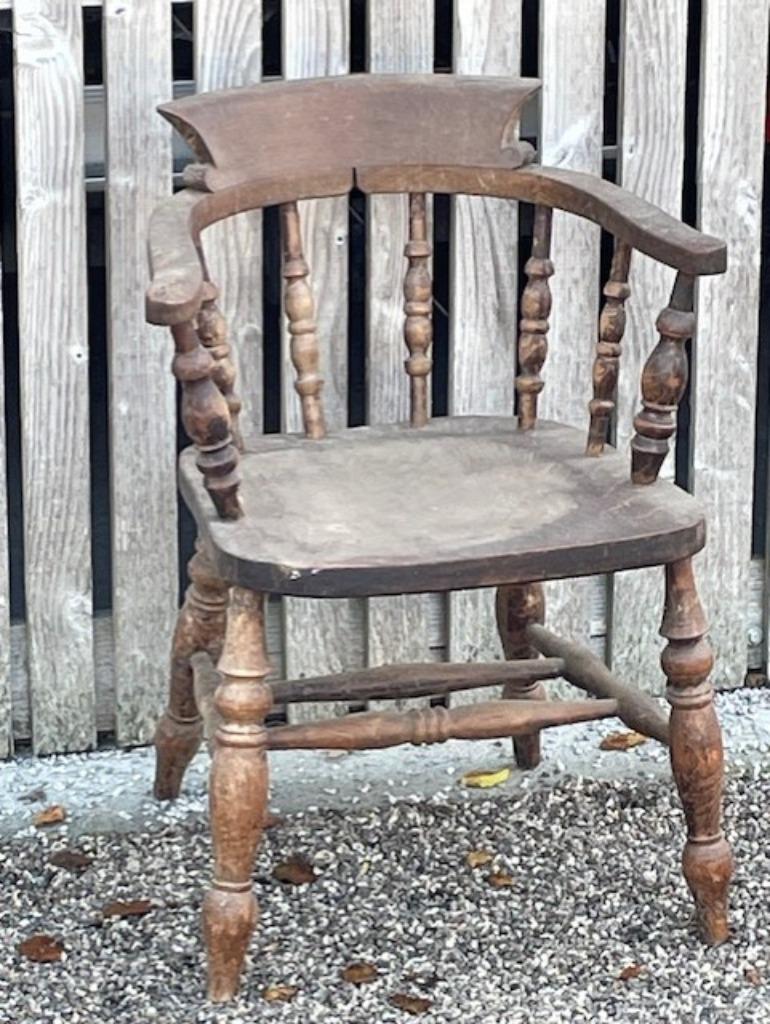 Authentieke Engelse captain's chair, Antiquités & Art, Antiquités | Meubles | Chaises & Canapés, Enlèvement