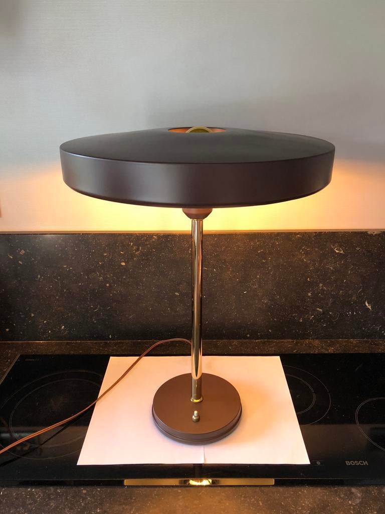 VINTAGE DESIGN timor 69 LOUIS KALFF tafellamp bruin/goud, Ophalen of Verzenden