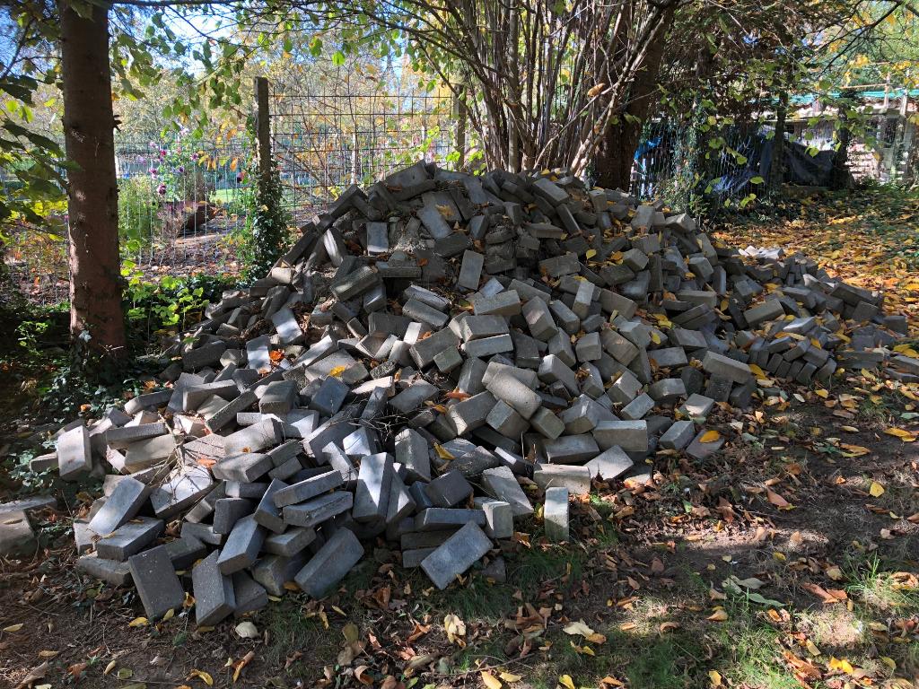 betontegels betonklinkers klinkers, Tuin en Terras, Ophalen, Gebruikt, Klinkers, 10 m² of meer