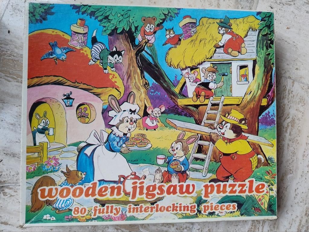 Houten puzzel 80 stukjes, Enlèvement ou Envoi, Plus de 50 pièces, Utilisé, En bois