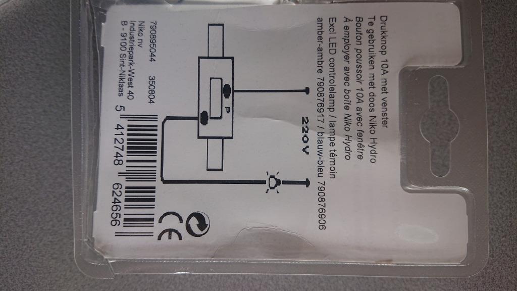 Niko Hydro drukknop Grey, Doe-het-zelf en Bouw, Ophalen of Verzenden, Nieuw, Schakelaar