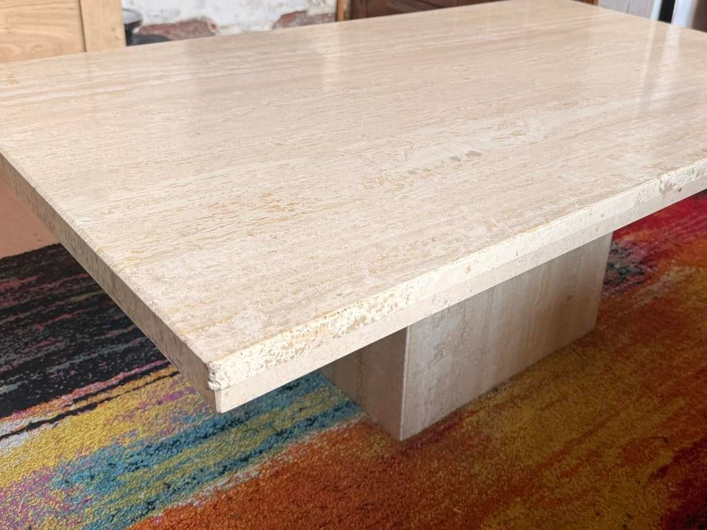 Salon / koffietafeltje in travertin – tijdloos natuursteen, Ophalen, Overige materialen, 100 tot 150 cm, 50 tot 75 cm