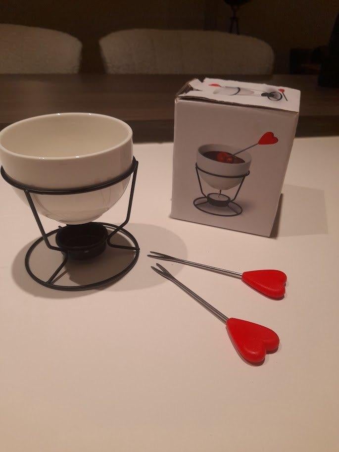 Petit service à fondue au chocolat bâtonnets en forme cœur, Maison & Meubles, Enlèvement ou Envoi, Neuf