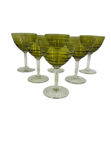 6 coupes en cristal jaune, Maison & Meubles, Verre ou Verres, -, Comme neuf, Verre