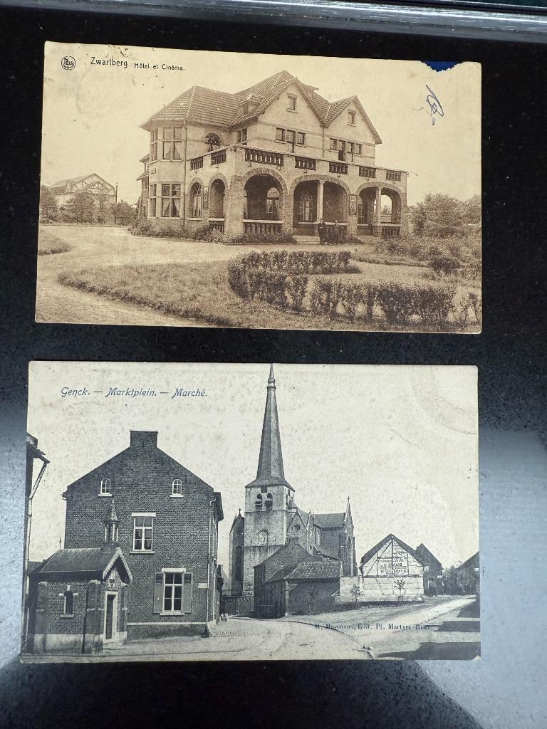 2 postkaarten, Markplein Genk 1915 - Zwartberg 1915, Ophalen of Verzenden, Voor 1920, Gelopen, Limburg