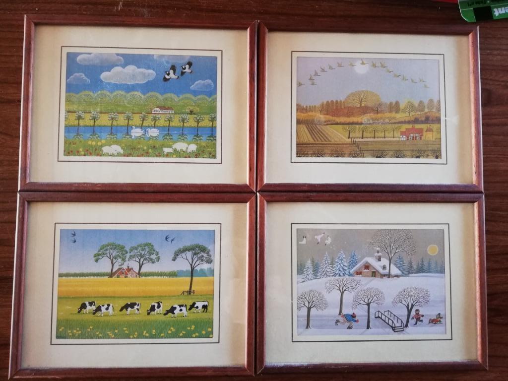 4 cadres (les 4 saisons) 20 x 25 BOIS, Maison & Meubles, Moins de 50 cm, Enlèvement ou Envoi, Comme neuf, Bois