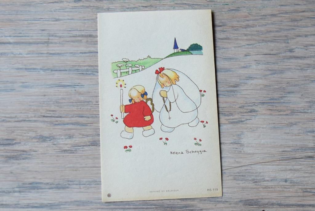 Communieprentje 1947 illustratrice H. Sheggia, Verzamelen, Verzenden