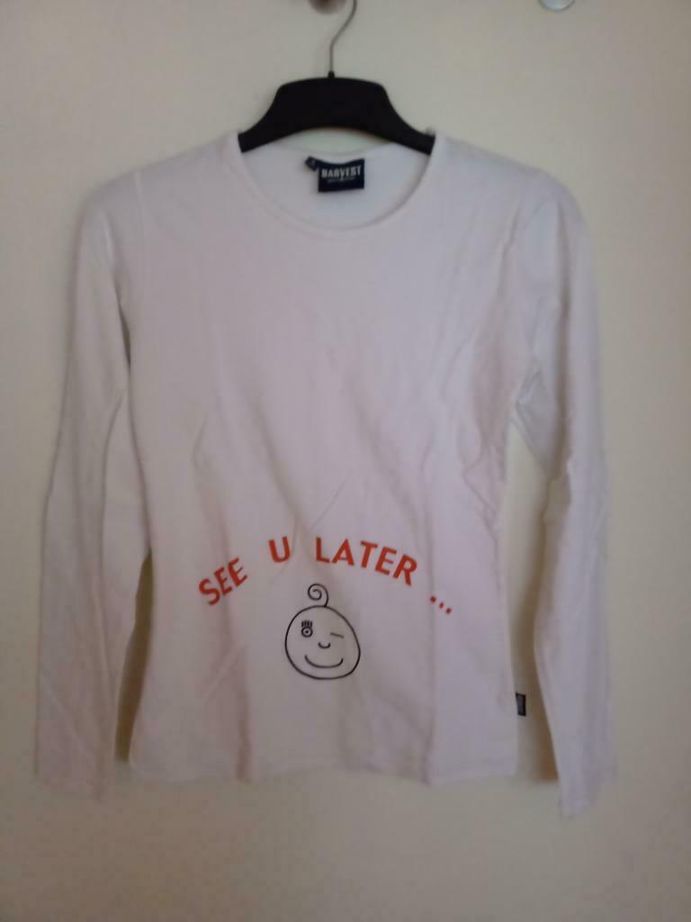 Zwangerschapskledij T-shirt met lange mouwen, Ophalen, Wit, MET, Shirt of Top