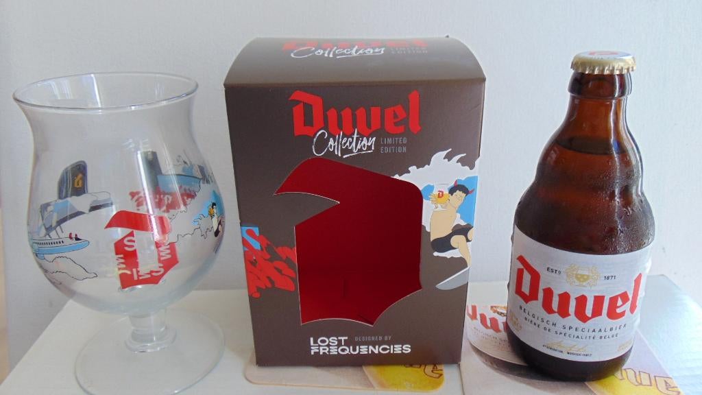 Duvel glas Lost Frequencies + 1 Duvel + Viltjes, Ophalen of Verzenden, Zo goed als nieuw, Glas of Glazen, Duvel