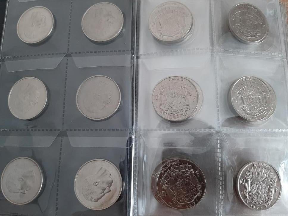 Belgique : 59 pièces 10 Bfr Roi Baudouin I 1969/1979 Amende, Envoi, Monnaie