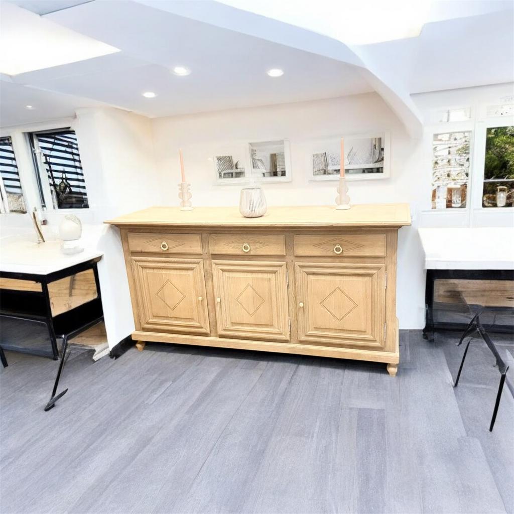 Dressoir met 3 deuren in ruw eikenhout met aerogumm, Ophalen, Eikenhout