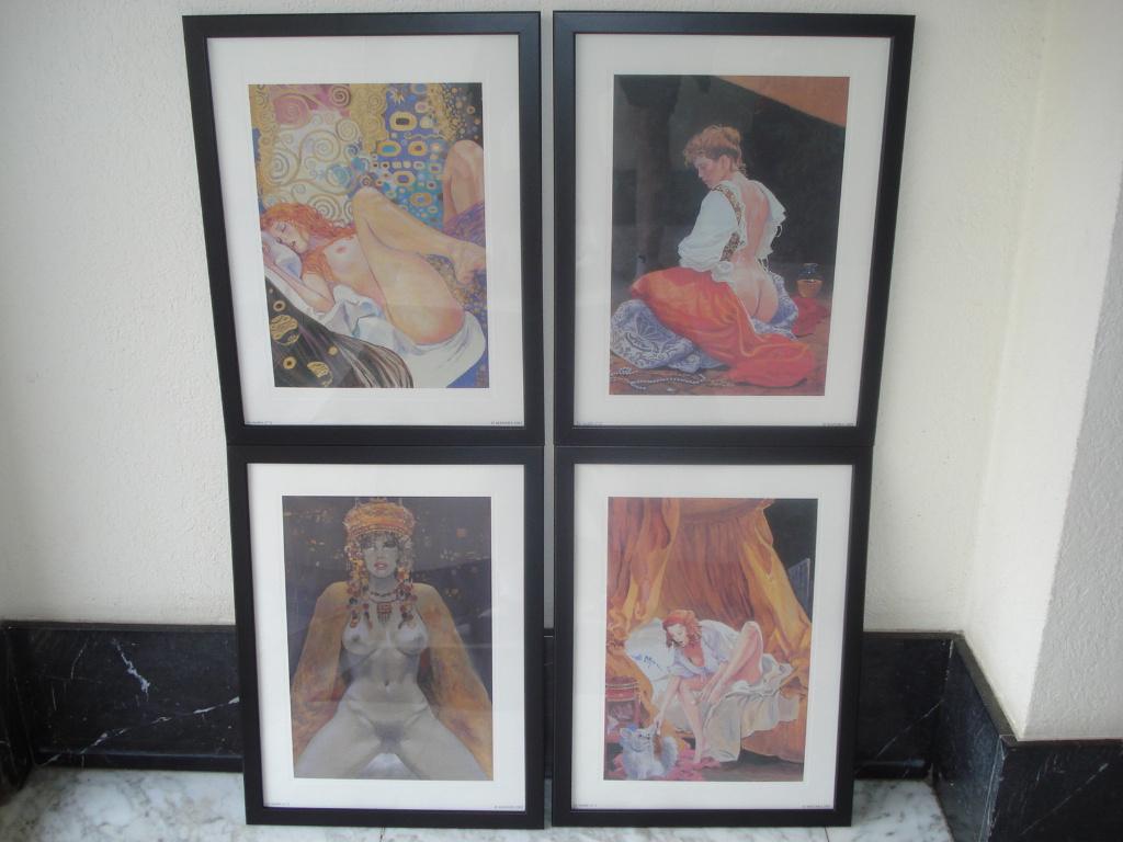 Manara Beau Lot de 4 Dessins Impressions Modèles N1 à N4, Verzamelen, Rechthoekig Staand, Met lijst, Nieuw, Ophalen of Verzenden