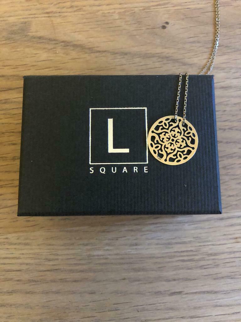 Collier L Square vermeil 40 cm neuf, Neuf, Or, Argent, Avec pendentif