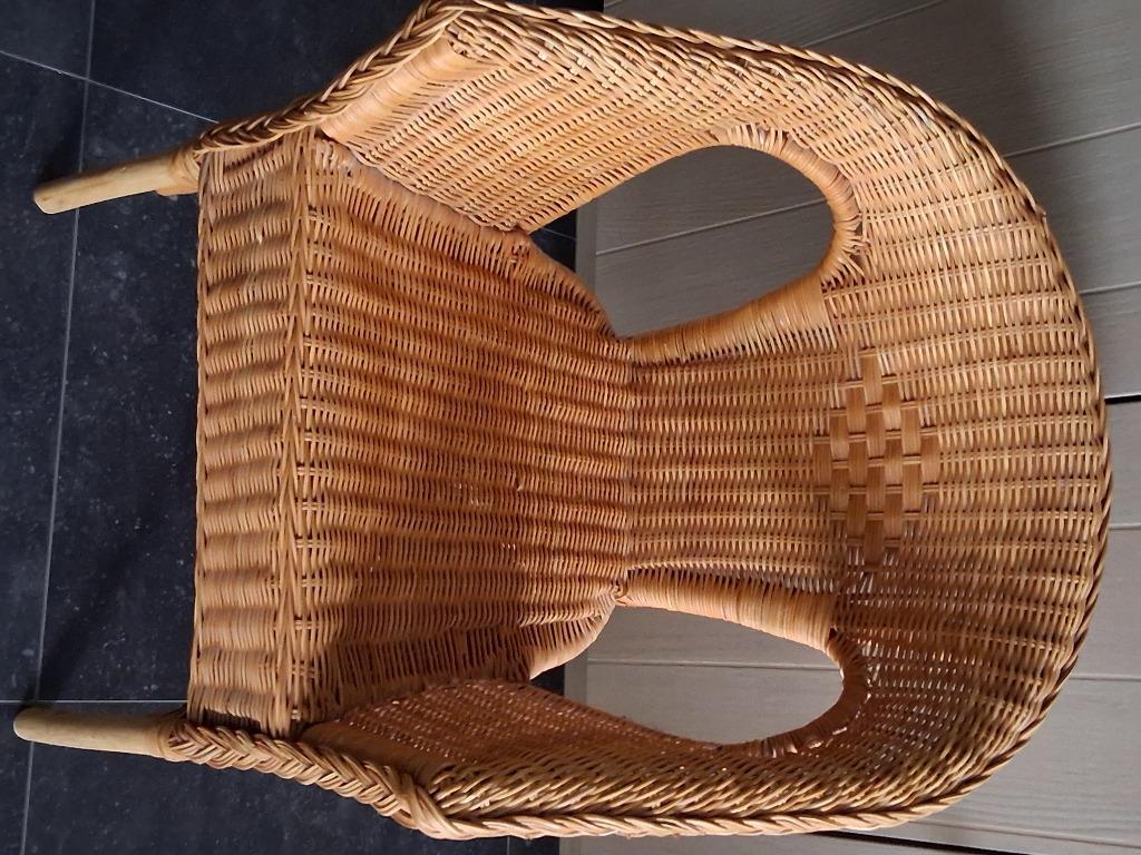Fauteuil, kuipstoel rieten rotan bamboe boho look, Ophalen, Zo goed als nieuw, Riet of Rotan, Boho rotan riet