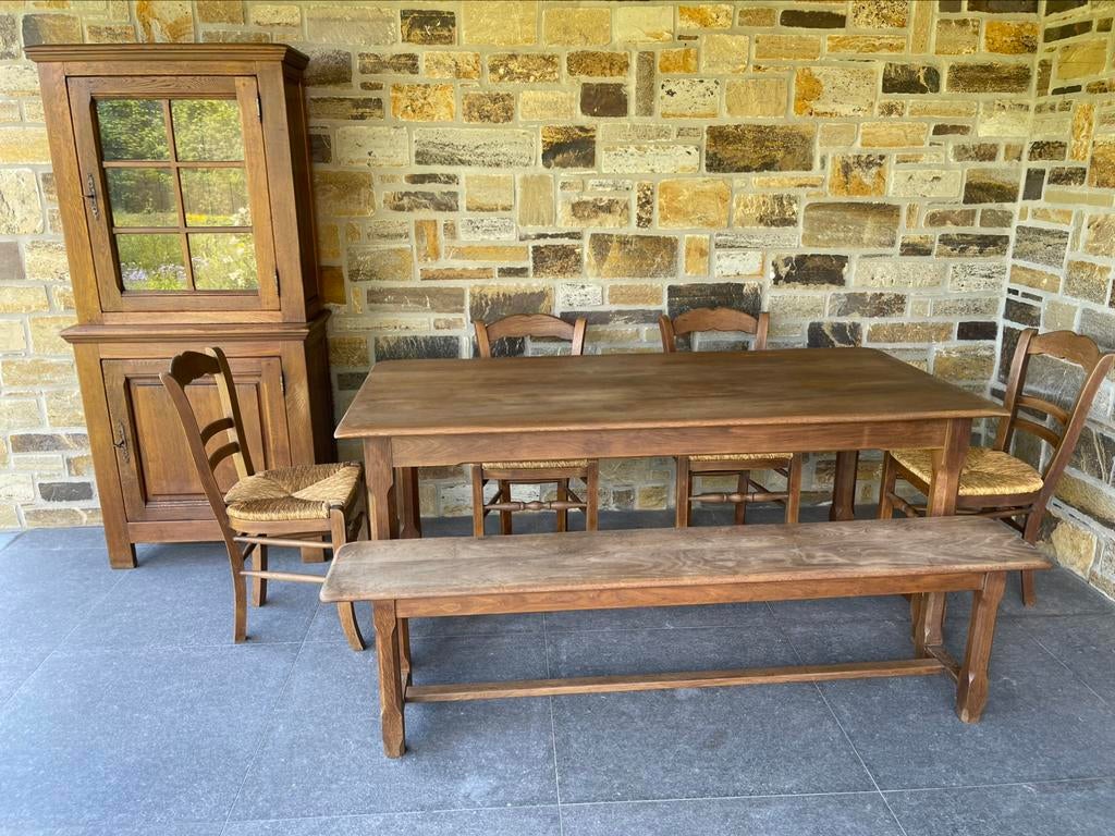 Salle à manger complète en chêne massif, Huis en Inrichting, Complete eetkamers, Gebruikt, 4 tot 6 stoelen, Ophalen