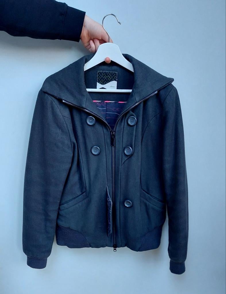 Skunkfunk damesjas - donkergrijs/blauw/zwart - maat S/M, Kleding | Dames, Ophalen of Verzenden, Blauw