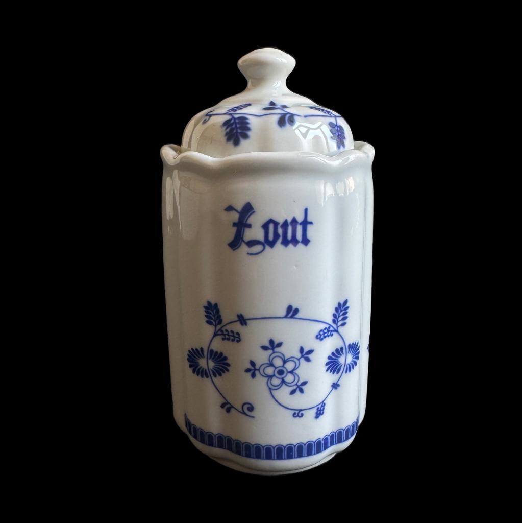 Zoutpotje met deksel - motief Saksen, Antiek en Kunst, Ophalen of Verzenden