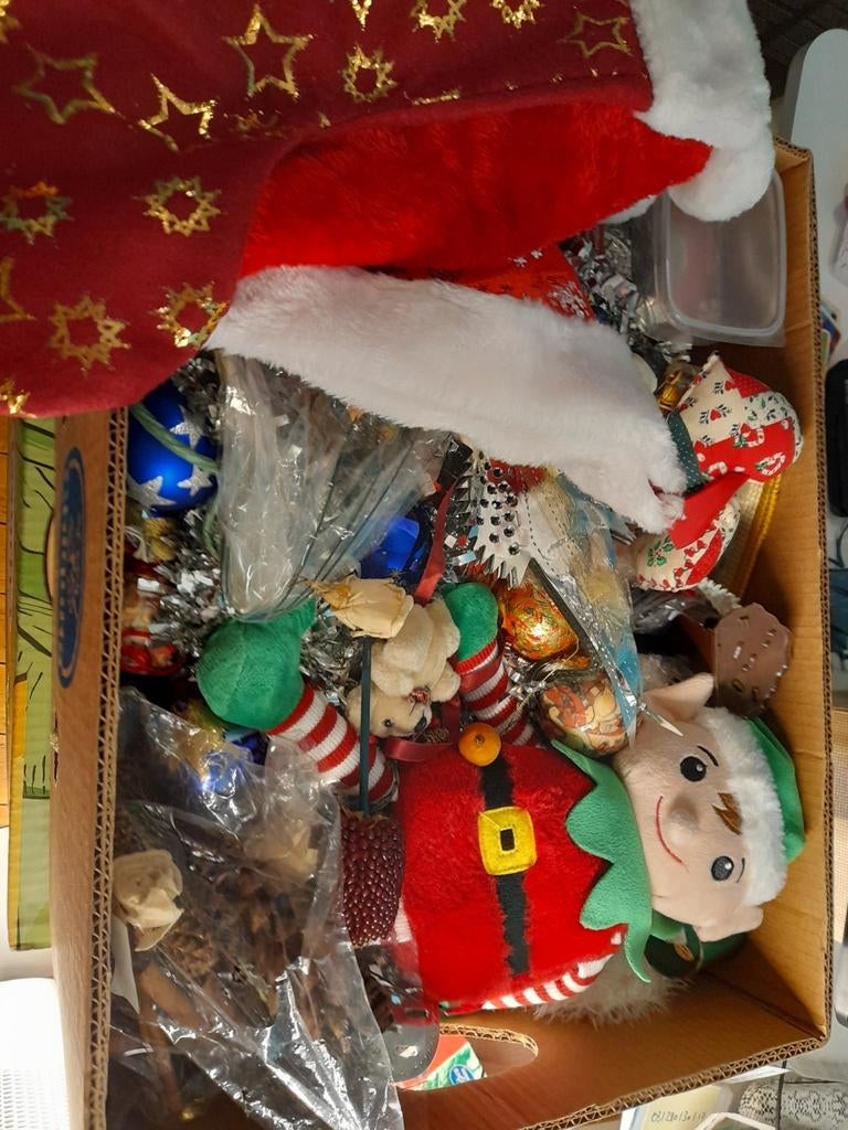 Volle bananendoos kerstversiering (veel vintage), Ophalen, Zo goed als nieuw
