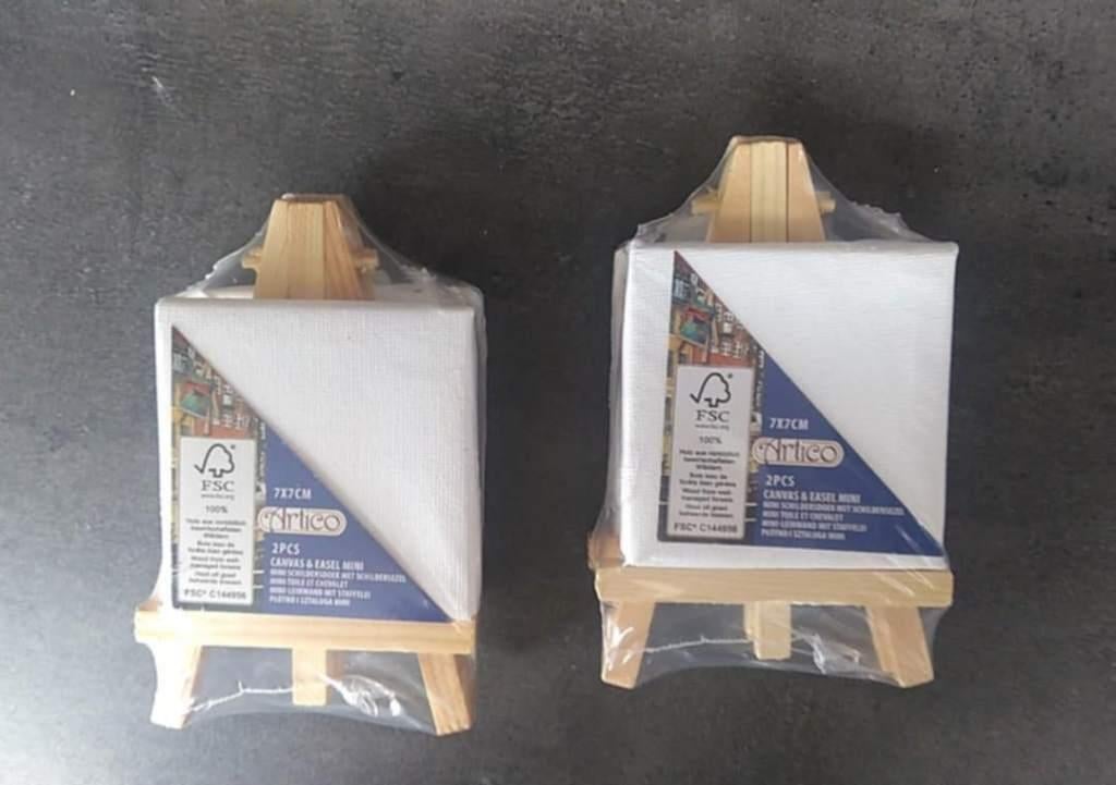 mini canvas en ezel om zelf te schilderen 2 stuks NIEUW, Hobby & Loisirs créatifs, Peinture, Neuf, Chevalet, Enlèvement ou Envoi