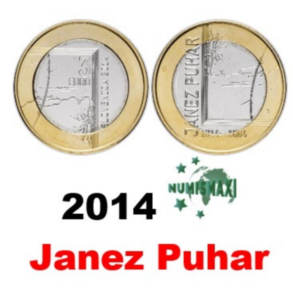 3 euro Slovenië 2014 Janez Puhar, Ophalen of Verzenden, Slovenië
