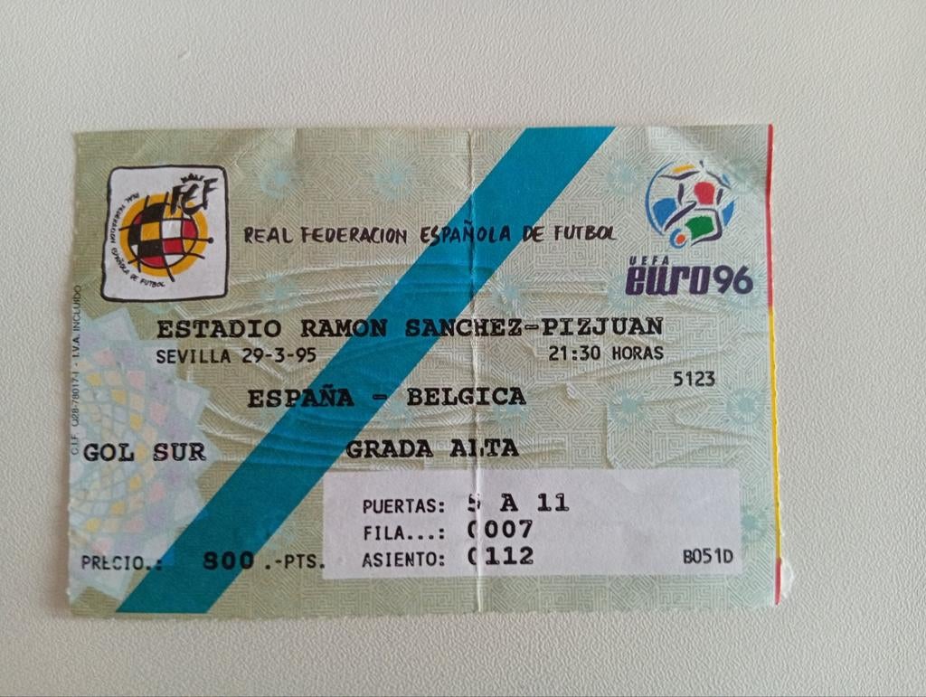 Ticket Spanje vs België 1995, Ophalen of Verzenden