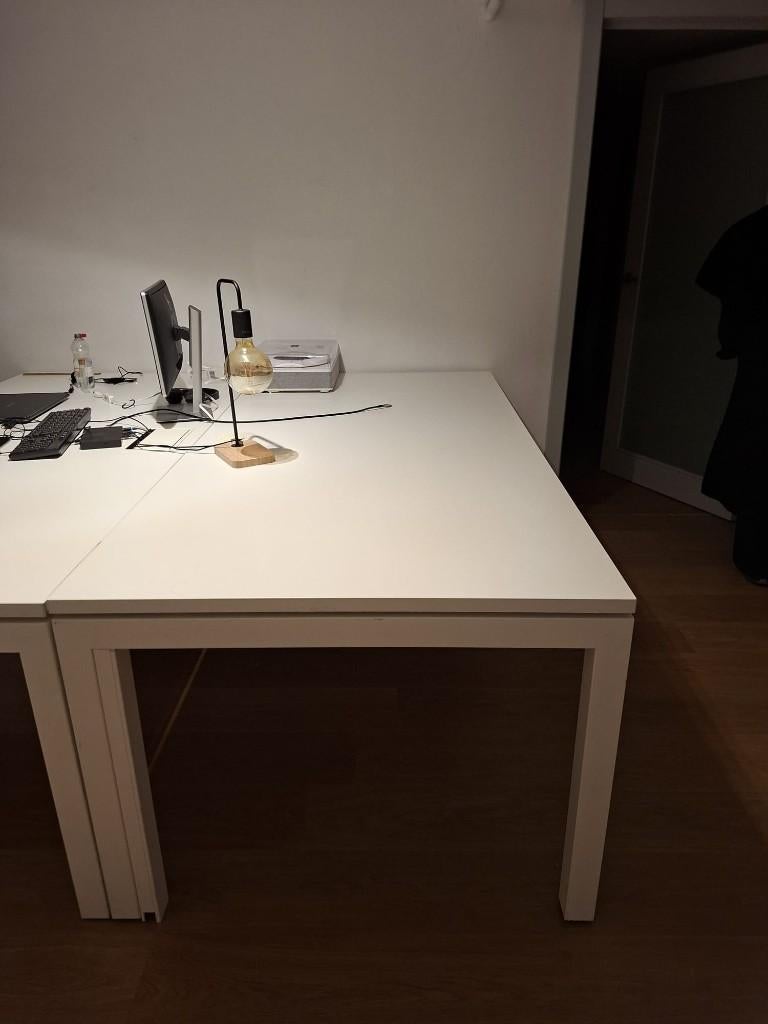 Witte bureautafel, Huis en Inrichting, Bureaus, Ophalen, Gebruikt, Wit