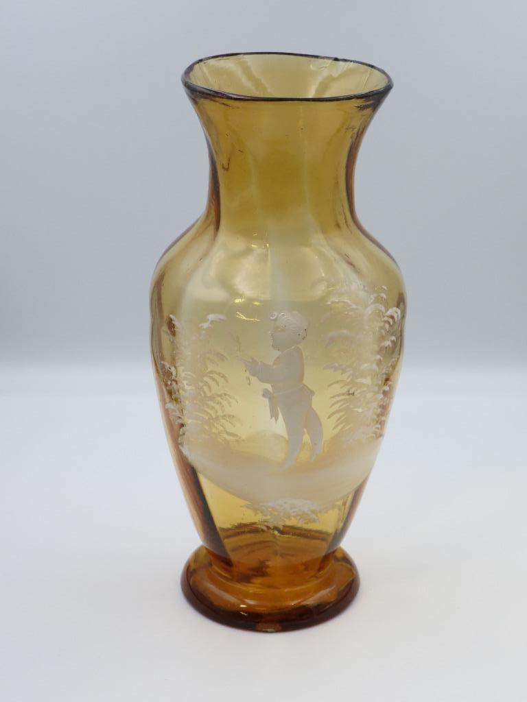 Mary Gregory - oude glazen vaas, Antiek en Kunst, Antiek | Glaswerk en Kristal, Ophalen of Verzenden