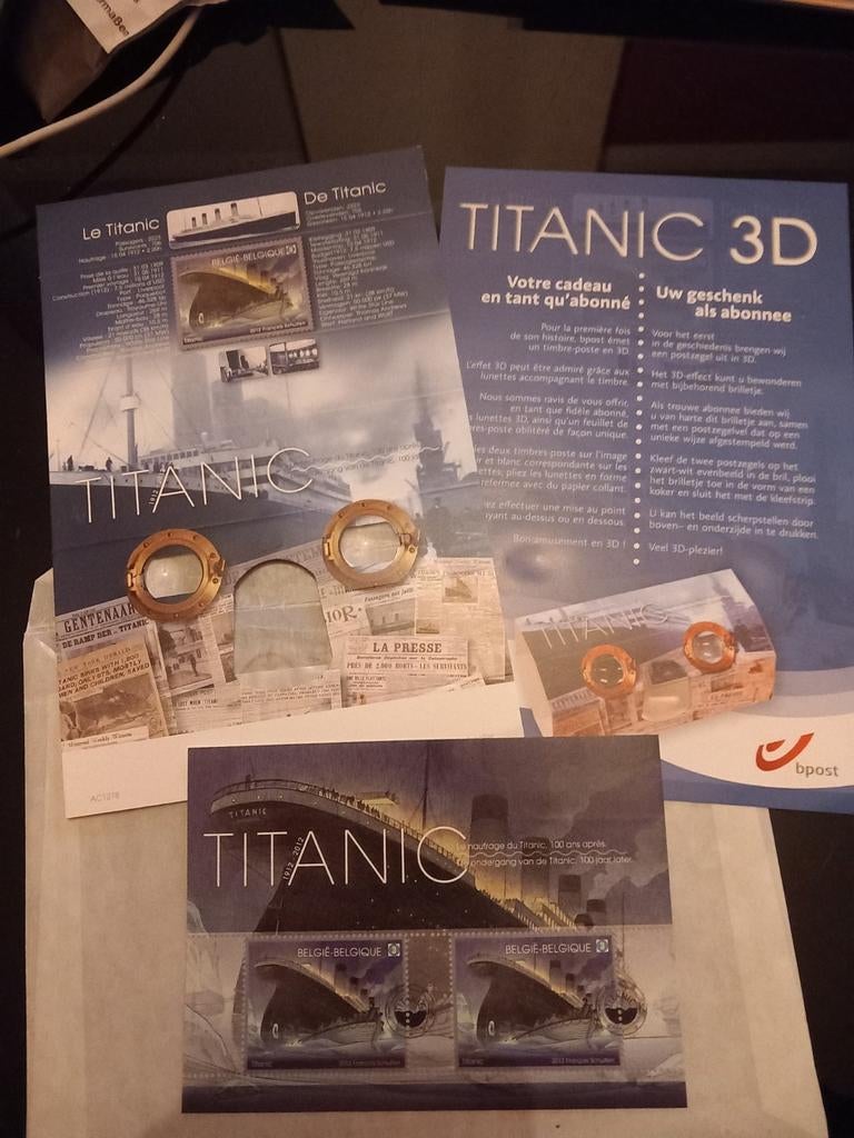 Belgique Bloc200 Titanic avec lunettes 3D, Enlèvement ou Envoi