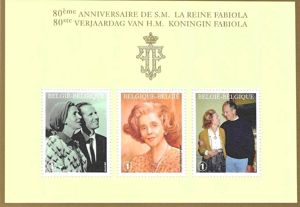 België Blok 156 Koningin Fabiola 80ste verjaardag **, Sans timbre, Neuf, Enlèvement ou Envoi, Non oblitéré
