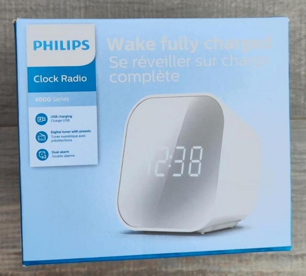 Philips Clockradio 4000 series (Wit), Ophalen of Verzenden, Nieuw, Digitaal