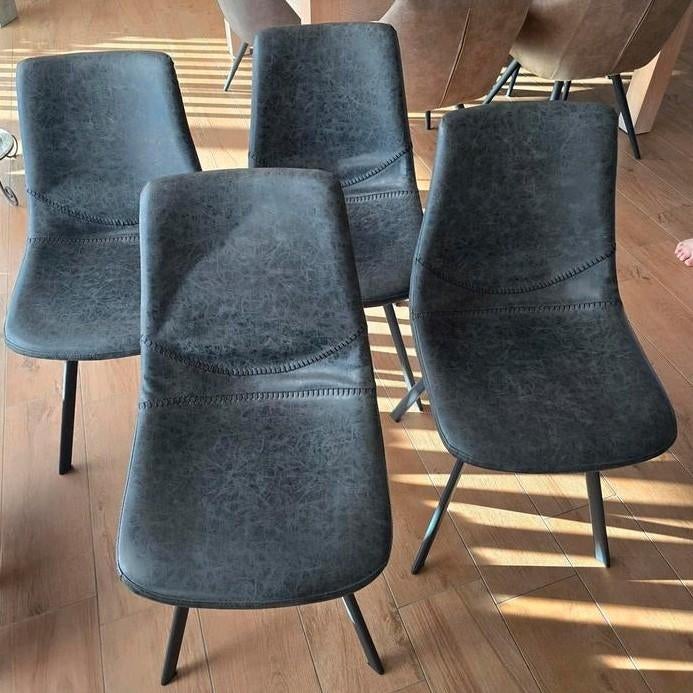 4 chaises de cuisine scandinaves modernes, Maison & Meubles, Chaises, Gris, Synthétique, Enlèvement, Utilisé