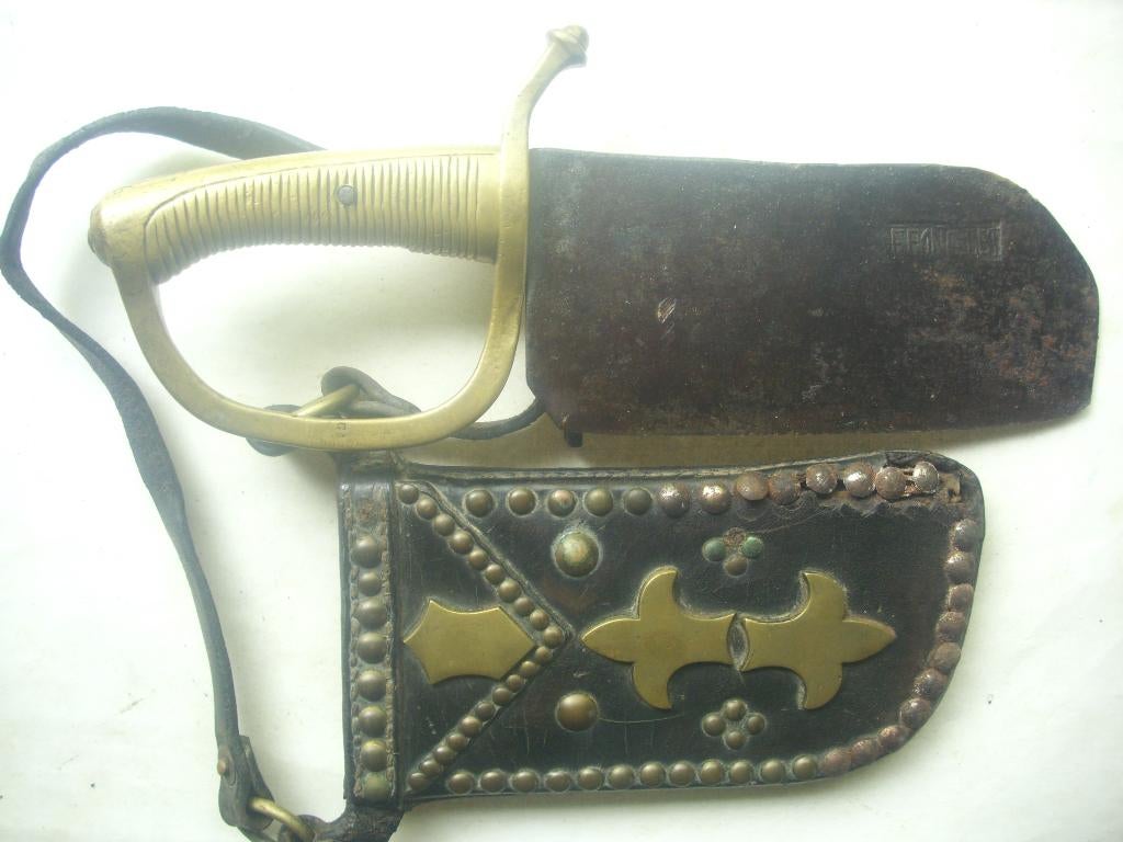19e siècle fendoir artisanal français poignée sabre briquet, Envoi, Armée de terre, Épée ou sabre