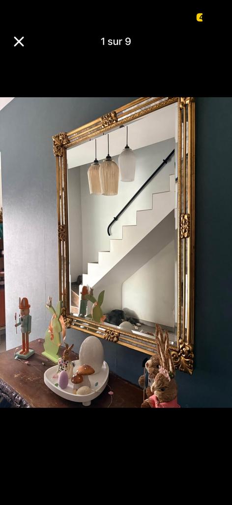 Miroir doré Vintage Deknudt spiegel, Ophalen, Rechthoekig, 100 tot 150 cm, 150 tot 200 cm