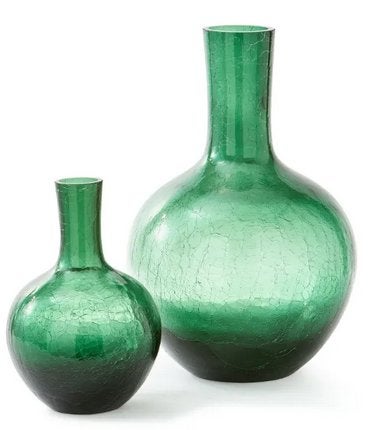 POLSPOTTEN: Crackled Glass Ball Body Vaas L en S groen, Huis en Inrichting, Woonaccessoires | Vazen, Ophalen, Minder dan 50 cm