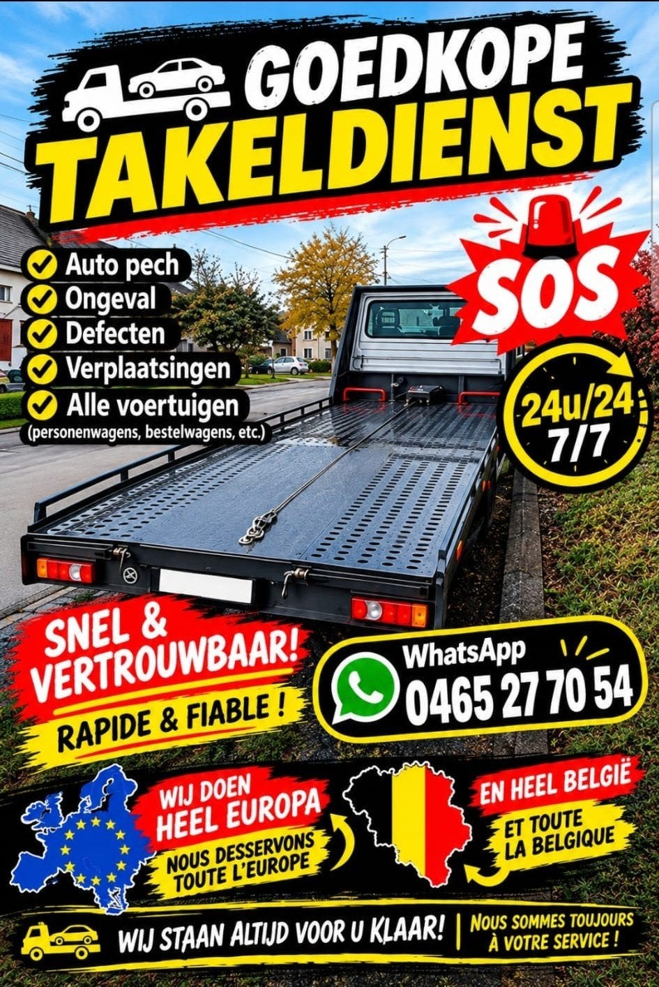 ️ service de remorquage pas cher 24h/24 et 7j/7 ️, Autos : Divers, Enlèvement
