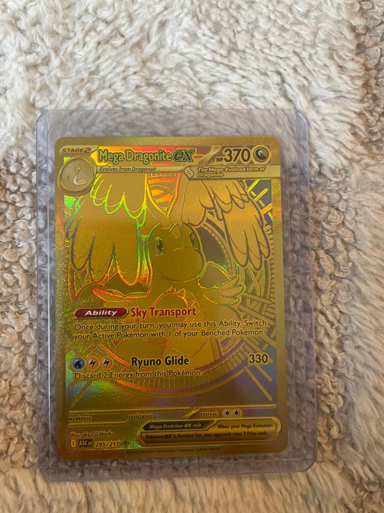 Pokémon Mega Dragonite ex Gold Hyper Rare 295/217 Near Mint, Enlèvement ou Envoi, Neuf, Cartes en vrac, Foil