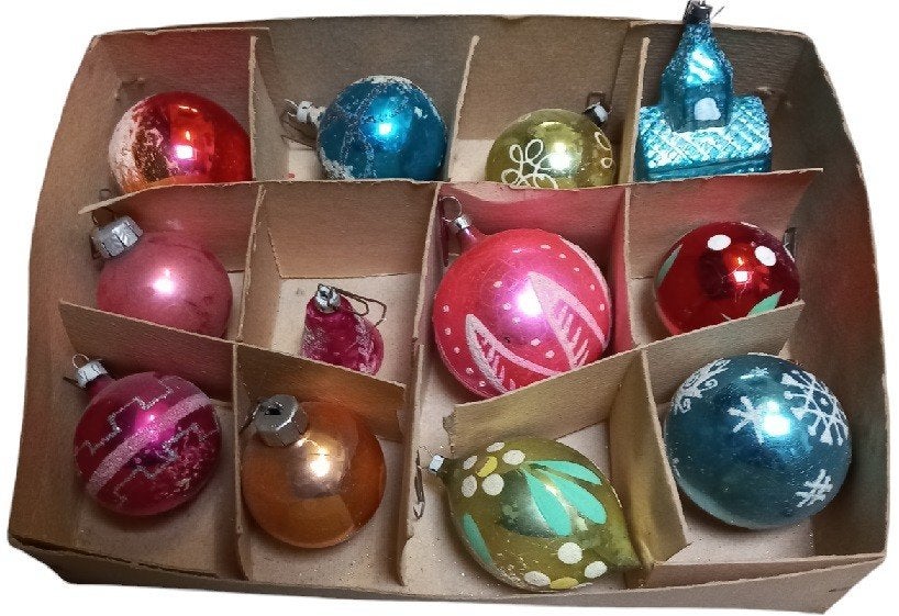 lot van 12 kerstballen in glas, Ophalen, B, Gebruikt, B