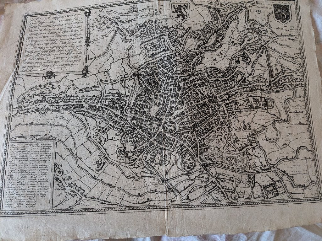 Oude kaart van Gent, ongekleurd (Braun en Hogenberg, 1574), Ophalen of Verzenden