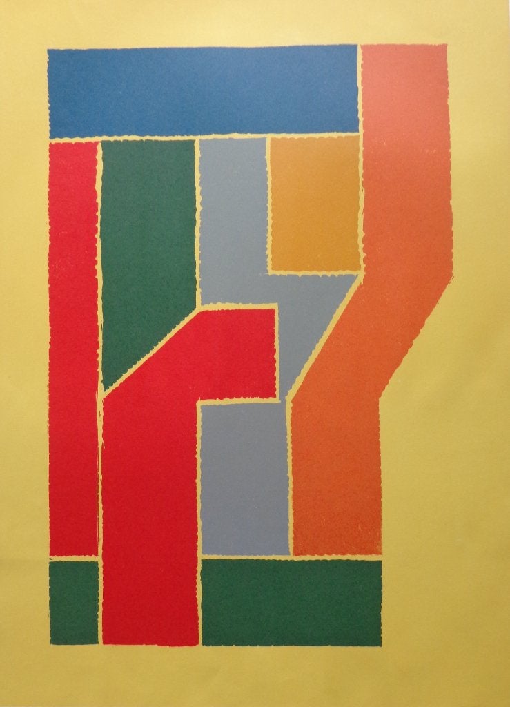 JOSUA REICHERT / GEOMETRIE / KLEURZEEFDRUK / 68x55cm / SIG, Gelimiteerde oplage, Ophalen of Verzenden, Abstract, Zeefdruk