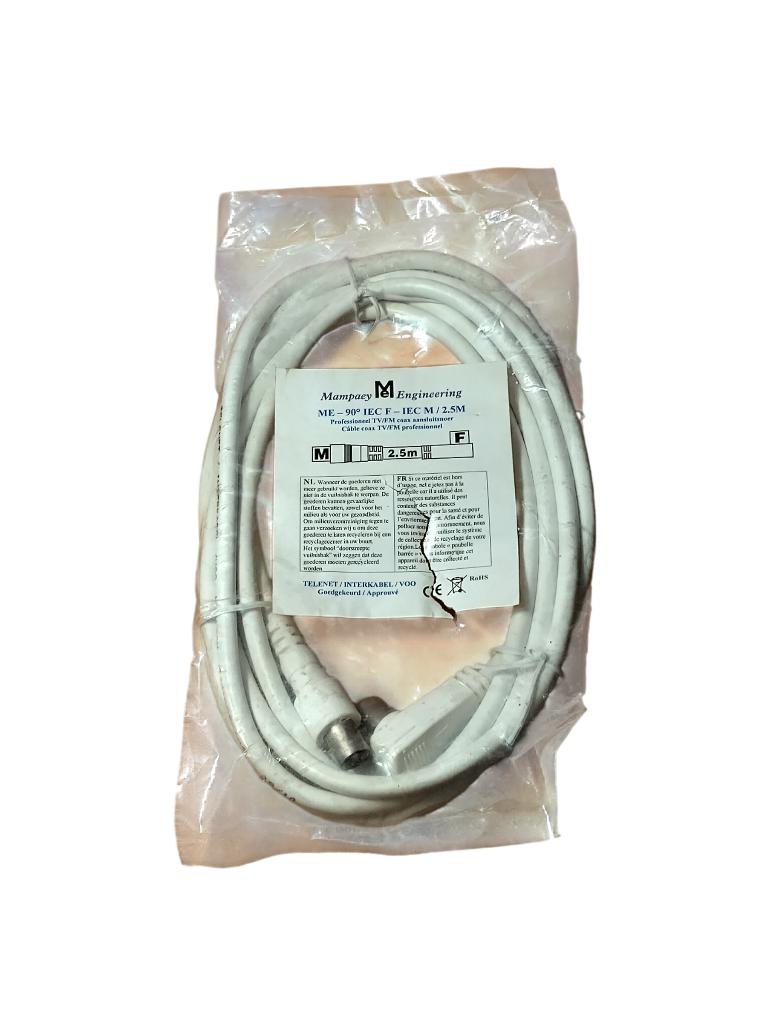 1 coax tv/fm pro ME-kabel 90 iec f - iec m/2,5m ME, Ophalen, Nieuw, 2 tot 5 meter, Coaxiale kabel