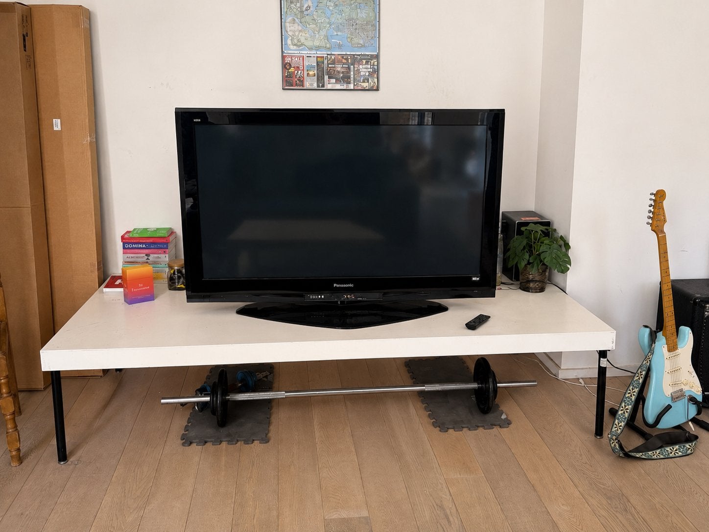 Grote witte lage tafel, Ophalen, Gebruikt, 200 cm of meer, Minder dan 100 cm