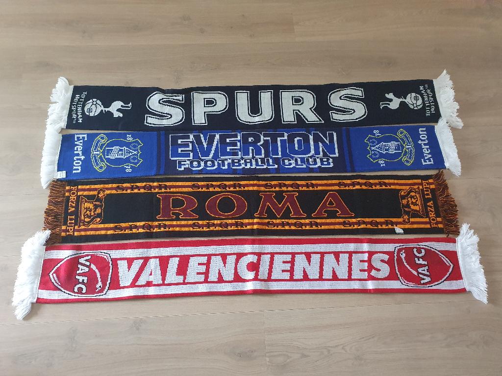 Voetbal sjaals Tottenham - Everton - As Roma - Valenciennes, Verzamelen, Ophalen of Verzenden, Nieuw, Vaantje of Sjaal